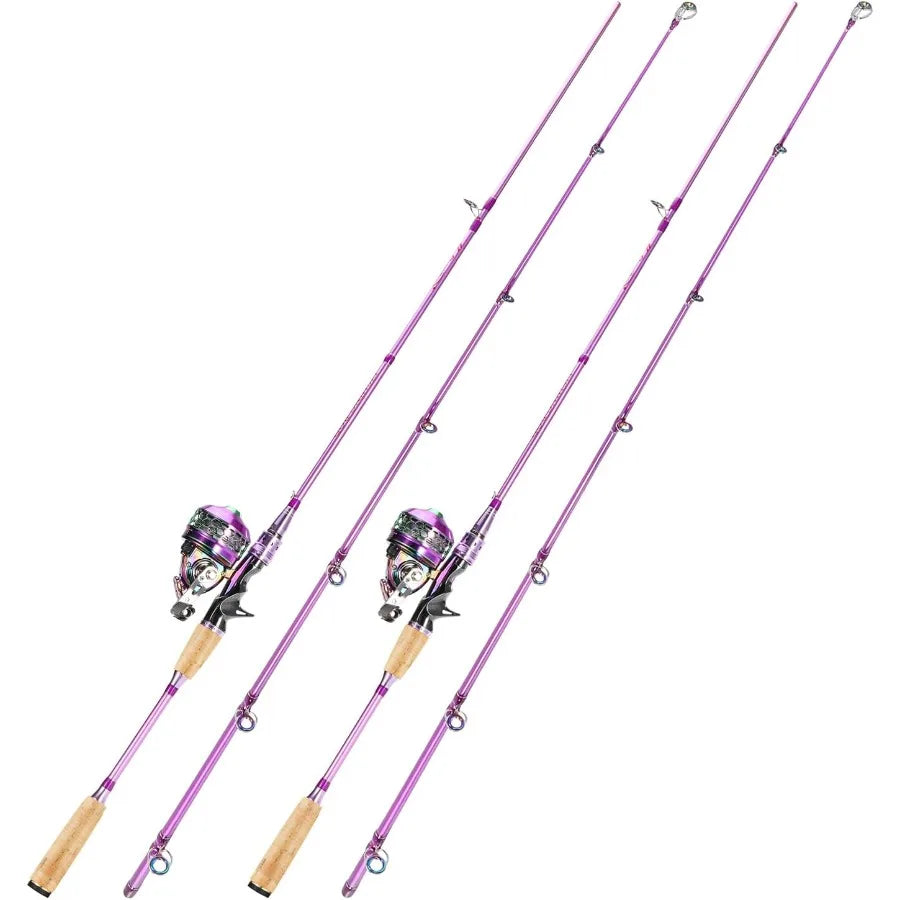 Spincast Fishing Rod Reel Combo 2 Pieces Medium Heavy Pole with Super Smooth Reel TroubleFree PushButton Bait Casti