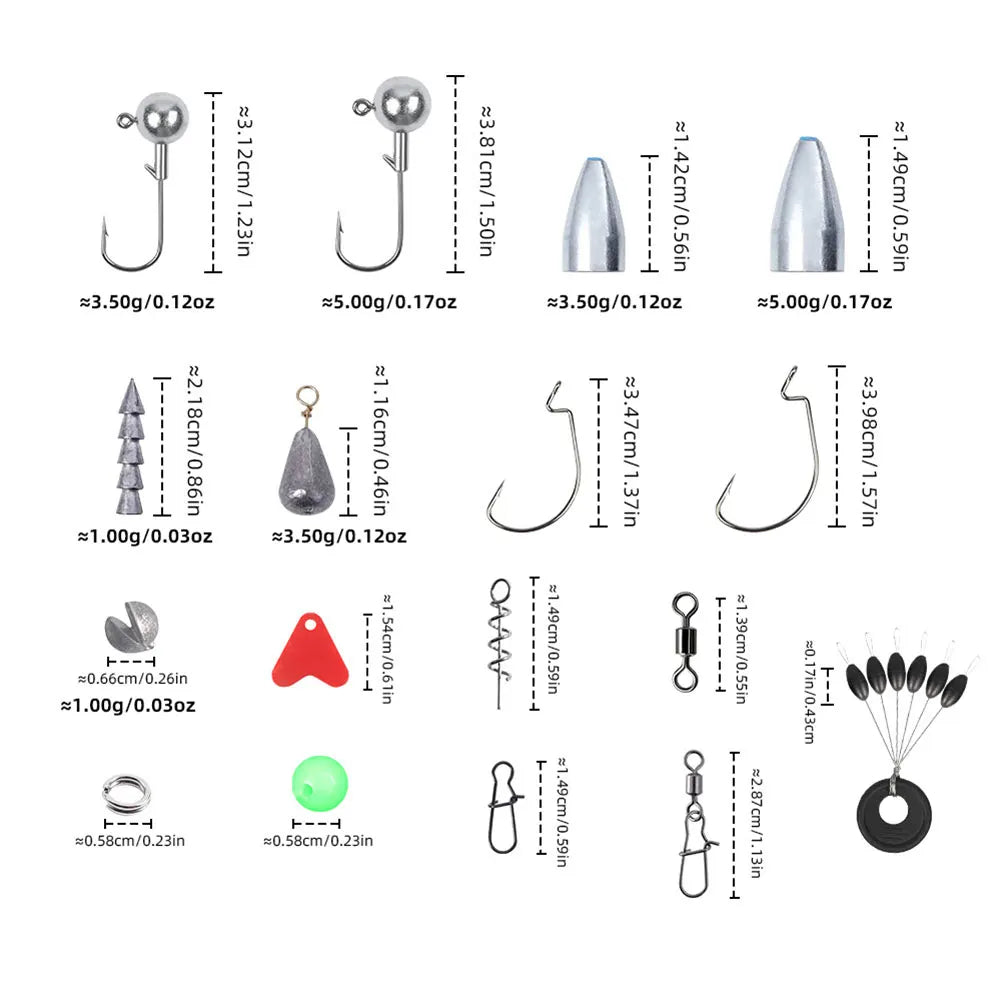 170pcs Fishing Accessories Kit Including Box Hooks Swivels Sinkers Fishing Gear Set Gifts for Men