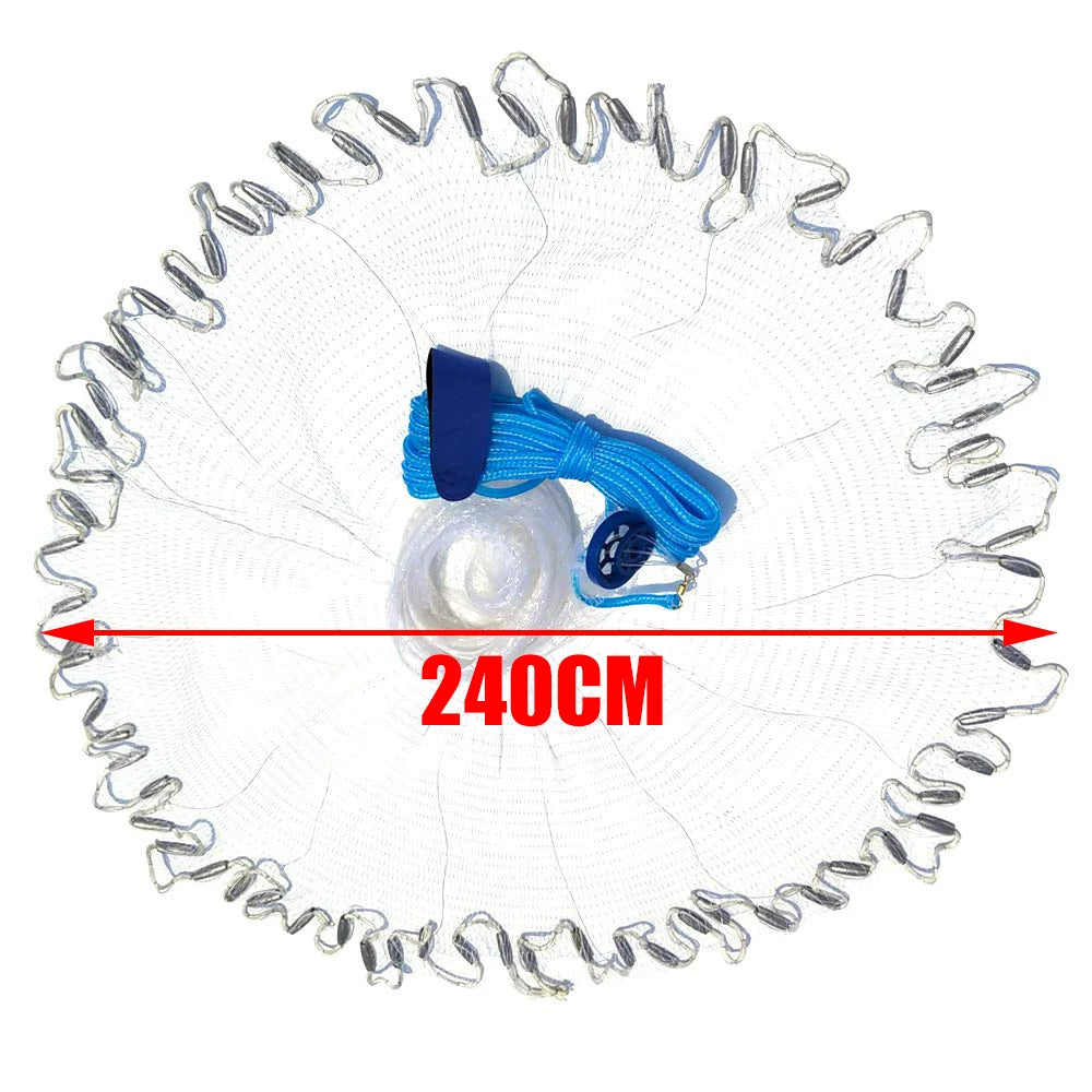 Cast Net 4Ft-8FT Radius Bait Net for Fishing Small Mesh Throw Cast Net Premium Fishing Nets for Saltwater with Aluminum Sinker