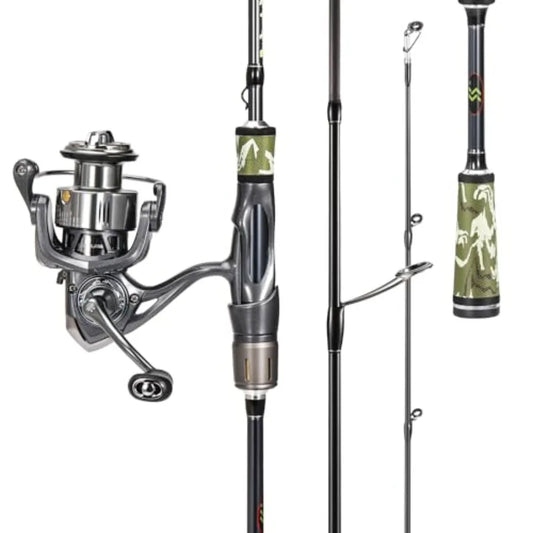 2Piece Spinning Fishing Rod and Reel Combo with SplitGrip Golf Handle 30 Ton Carbon Fiber Construction Lightweig