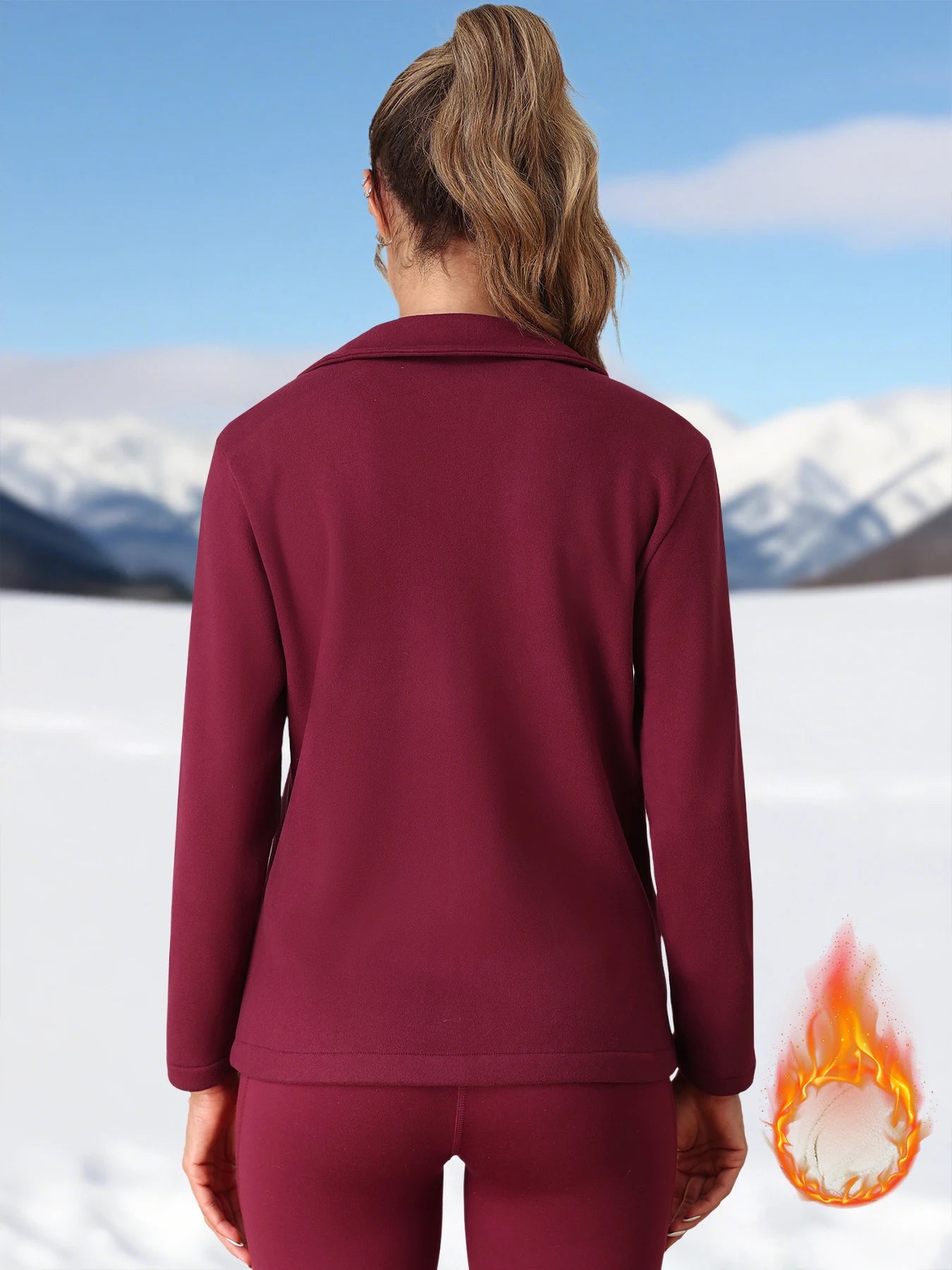 Women's Fleece Full Zip-up Casual Jackets Autumn Winter Warm Thicken Coat with Pockets Fleece Sweater Soft Outerwears