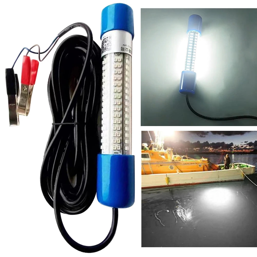 Underwater Fishing Light 50W Fish Lure Bait Finder Lamp 12-24V Submersible Boat Lamp Waterproof for Squid Shrimp Krill