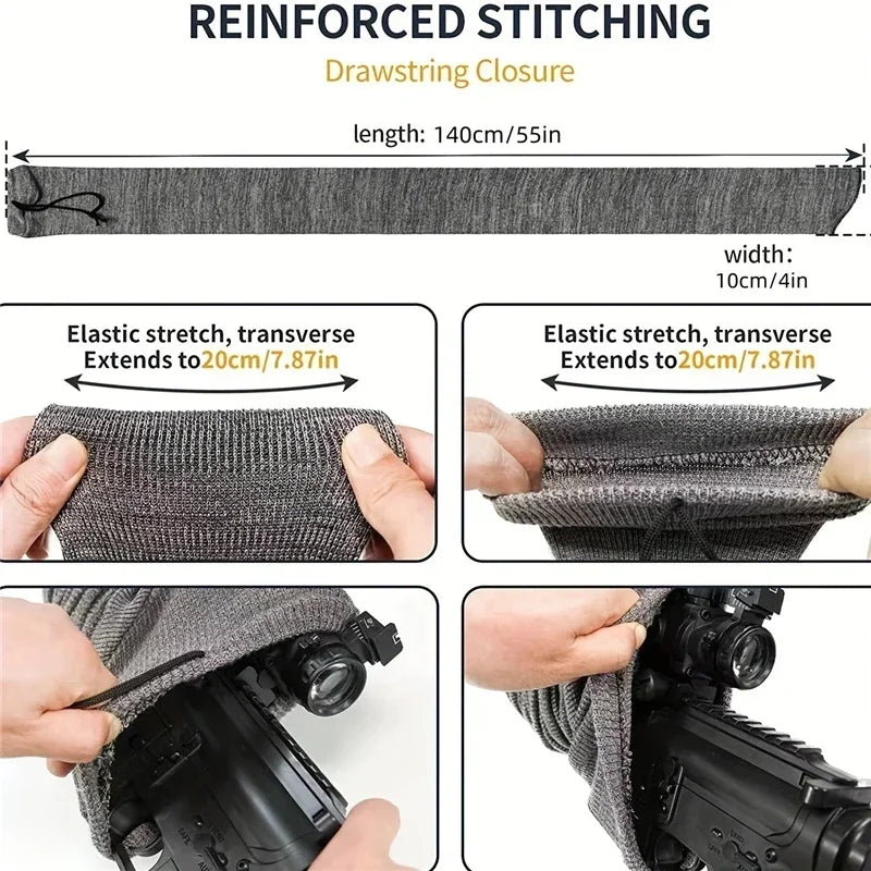 Silicone Treated Gun Sock Polyester Rifle Shooting Fishing Rod Protection Cover Bag Case Hunting Sleeve