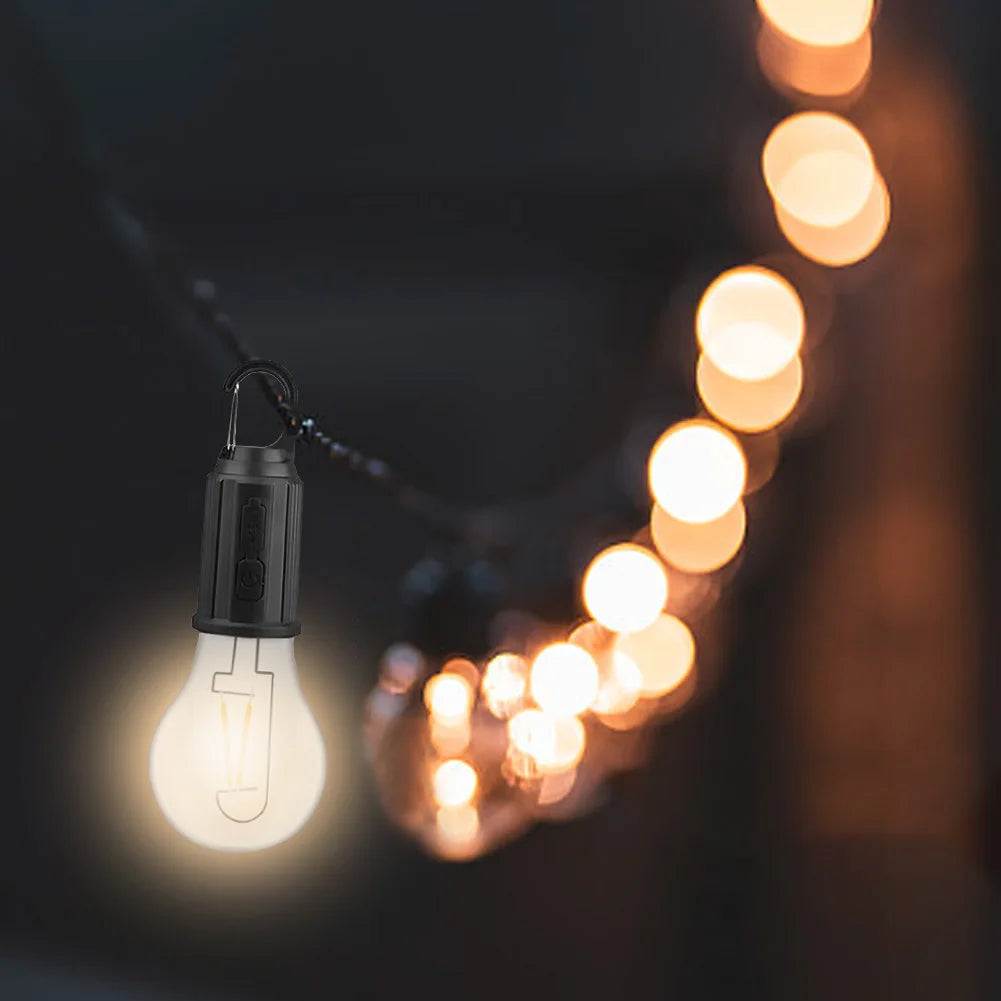 LED Camping Lamp with Hook 400mAh Outdoor Camping Hanging Lamp Waterproof Type C Charging Hanging Tent Lights for Hiking Fishing