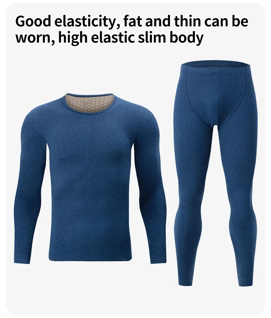 2-Piece Men's Fashion Autumn Clothes And Long-sleeved Trousers Set For Teenagers' Thermal Underwear At The End Of Autumn And Win