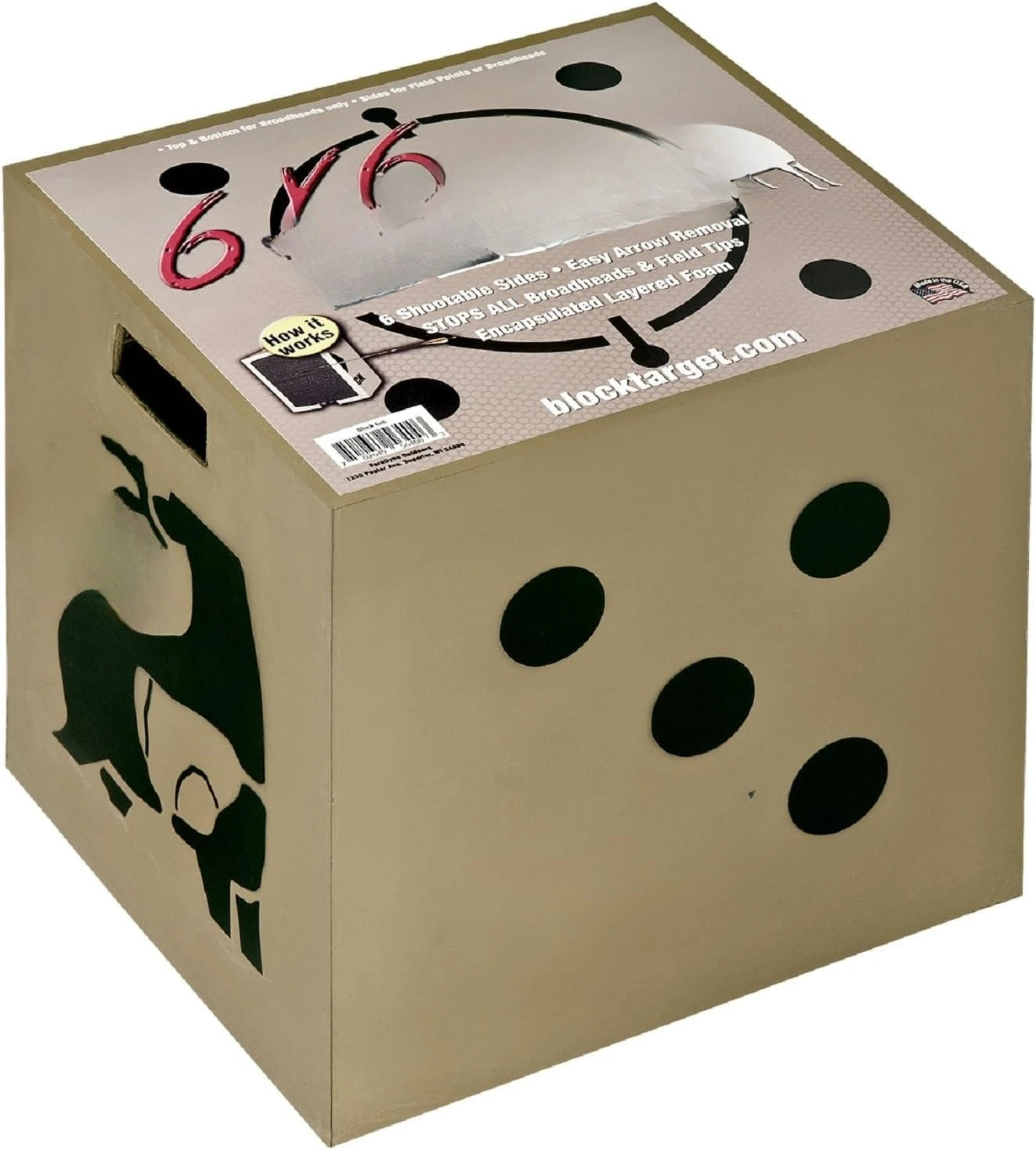 Block 6-Sided Arrow Archery Target with Polyfusion Technology, Black, 18 x 18 x 16 (B56700)