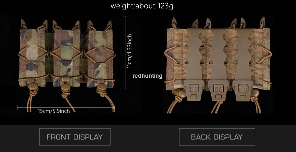 9mm Magazine Pouch Tactical Molle Triple Magazine Pouch Double-Layer Mag Pouches Universal Cartridge Holder for Hunting CS Vest