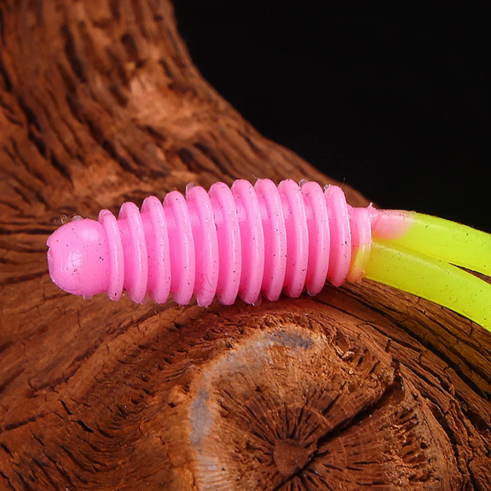 30pcs Soft Fishing Lures 50mm 1.2g Soft Bait Two-Tail Shaped Fishing Baits for Saltwater and Freshwater Bass Crappie Walleye