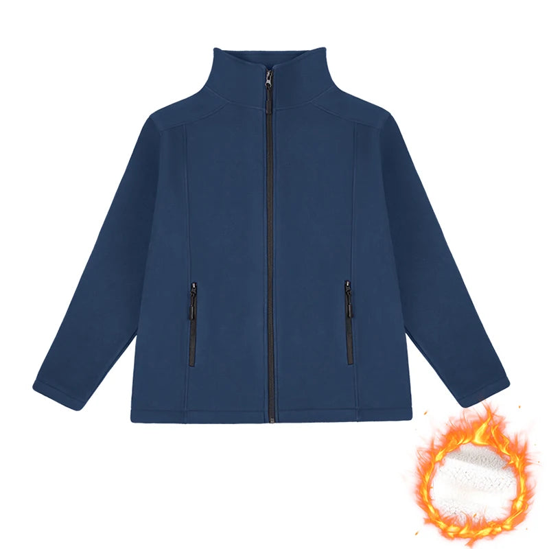 Women's Fleece Full Zip-up Casual Jackets Autumn Winter Warm Thicken Coat with Pockets Fleece Sweater Soft Outerwears