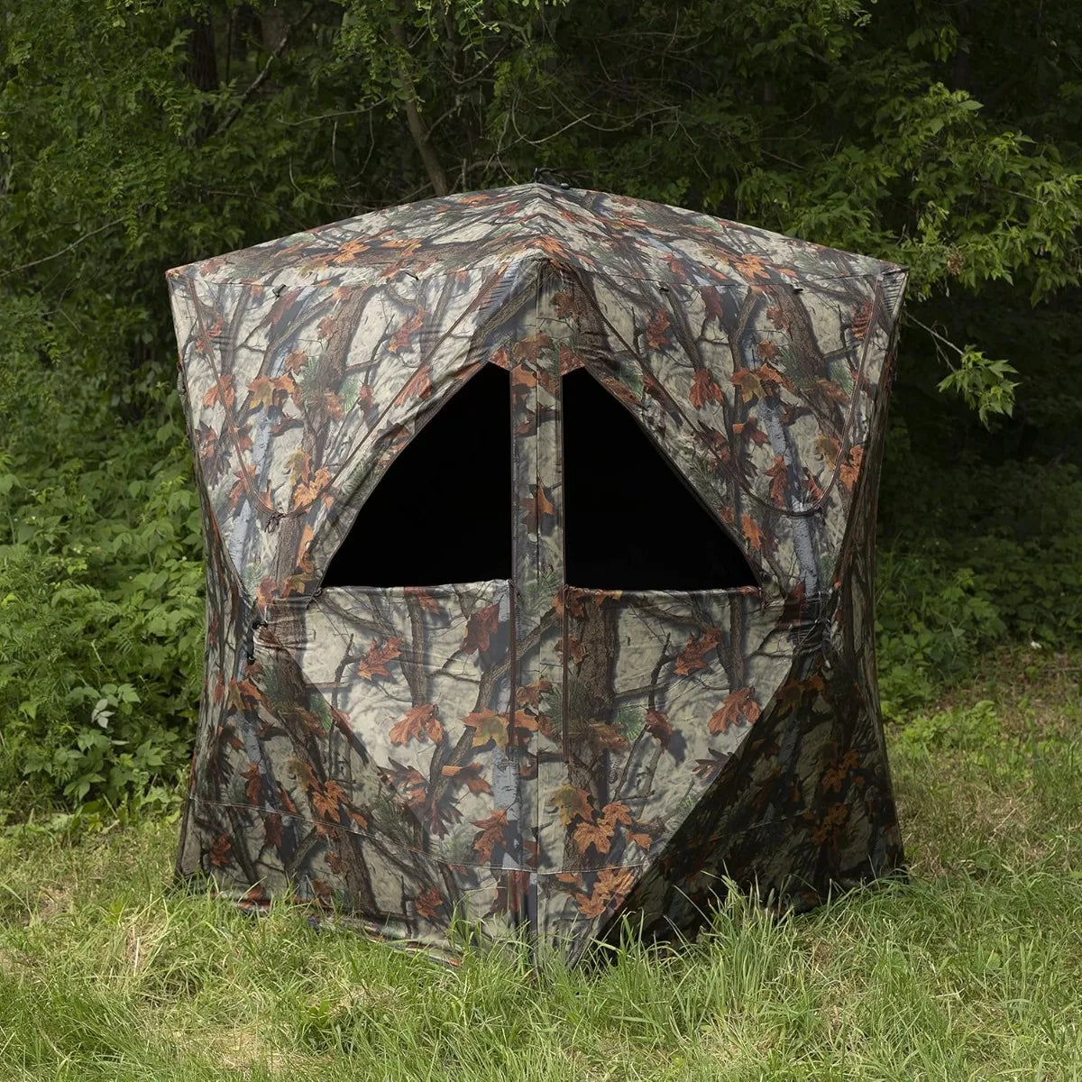 Portable Hunting Blind 2-Person, Tall Hub Blind for Standing Shoot, Lightweight 80"x75"x75" Bloodtrail Woodland