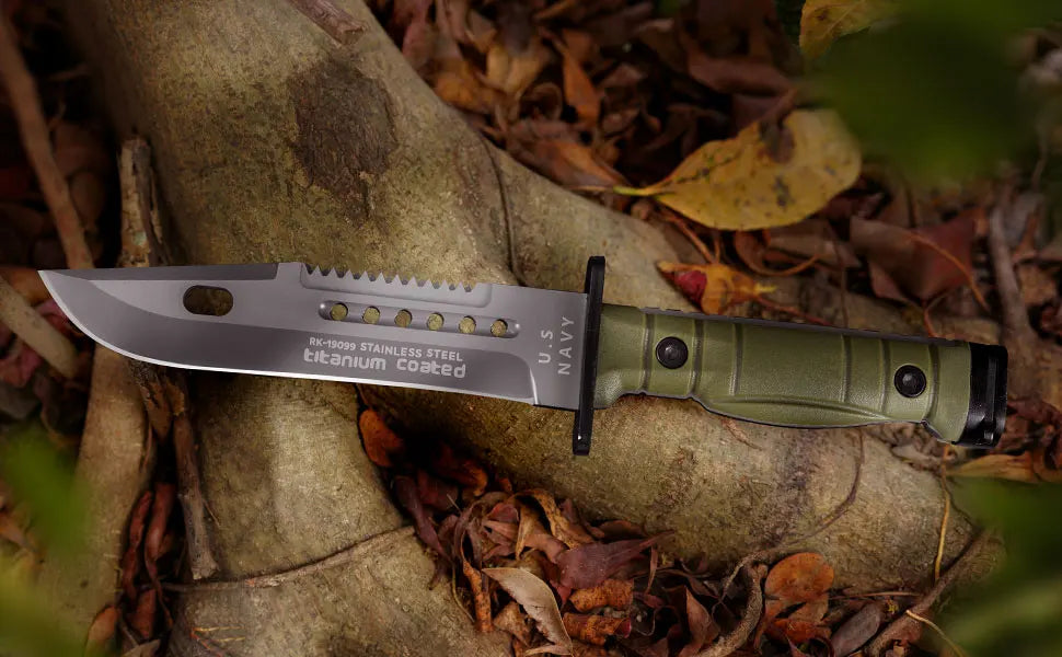 Straight Knife Tactical 7CR17MOV Steel Blade Sharp Durable ABS Handle for Jungle Camping Hunting Outdoor Survival Self-defense