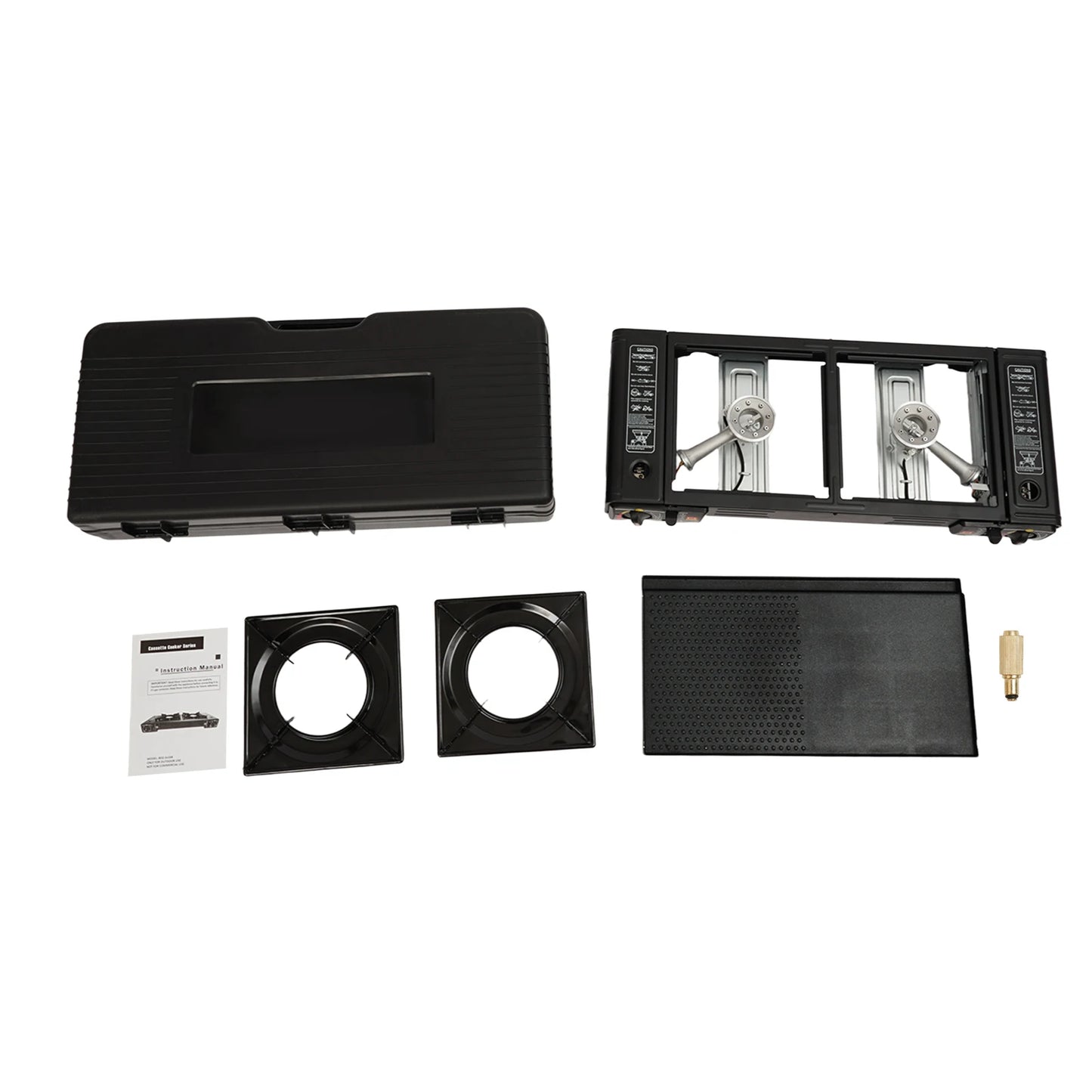 Portable Camping Stove Double Head Barbecue Gas stove with  2 Burners&Baking Tray for Home Application Outdoor Camping