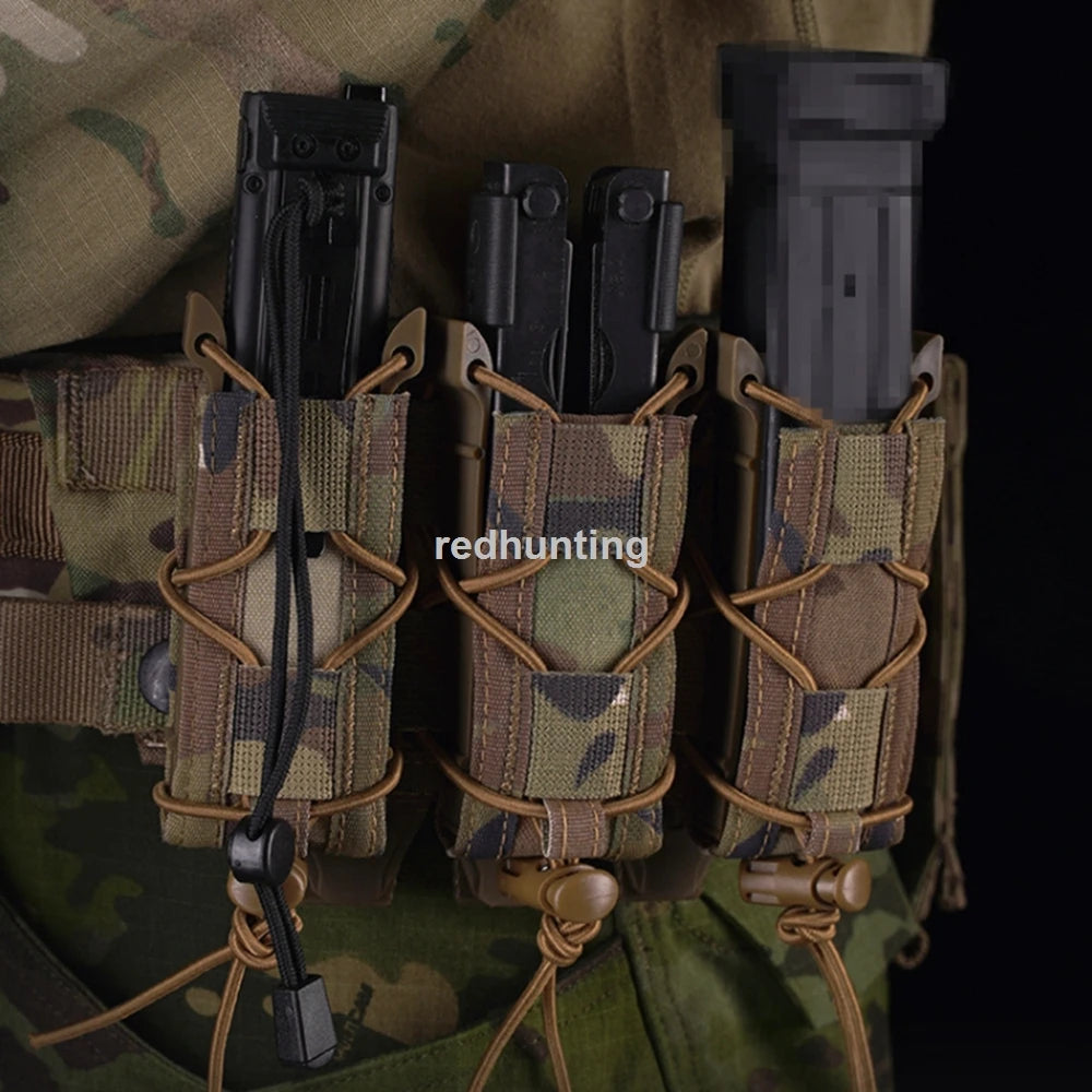 9mm Magazine Pouch Tactical Molle Triple Magazine Pouch Double-Layer Mag Pouches Universal Cartridge Holder for Hunting CS Vest
