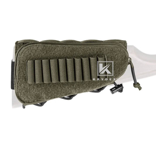 KRYDEX Tactical Rifle Stock Pack For Right Hand Cheeck Pad Buttstock Ammo Holder Hunter Utility Accessories Pouch