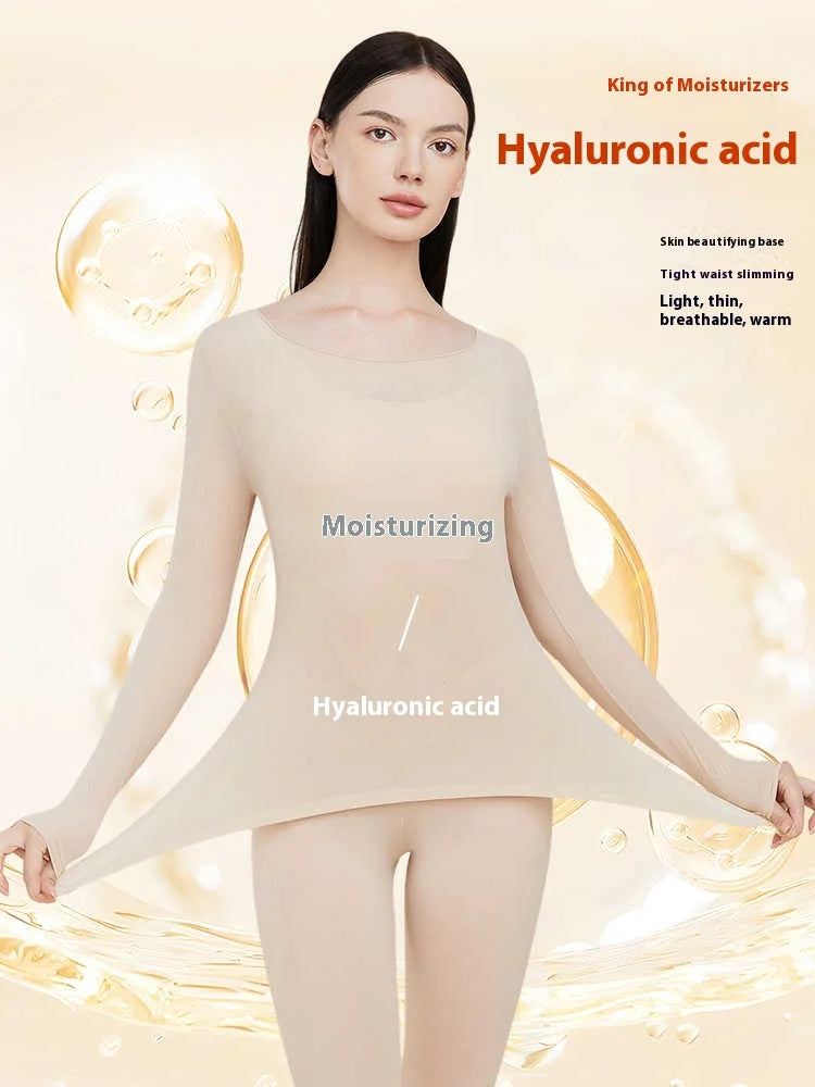 Women Warm Thermal Underwear Ultra Thin Traceless Long Sleeves Clothes High Elastic Set Black Tech Constant Temperature Lingerie