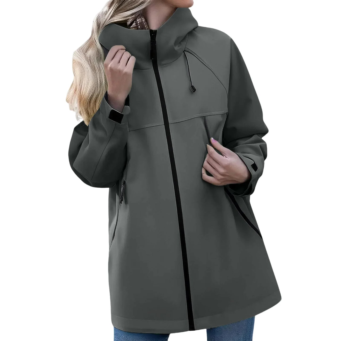 Women'S Solid Color Long Sleeved Hooded Outdoor Suit Windproof And Thin Jacket Spring Autumn Women Solid Color Sweatshirt Coat