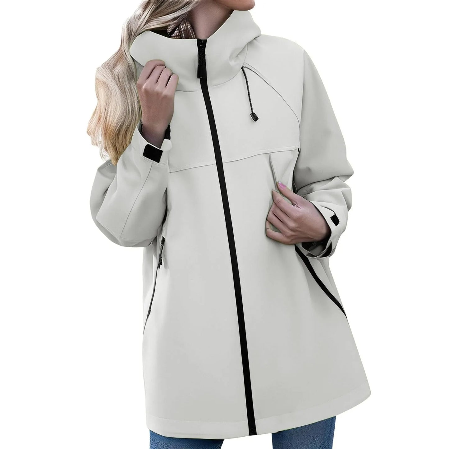 Women'S Solid Color Long Sleeved Hooded Outdoor Suit Windproof And Thin Jacket Spring Autumn Women Solid Color Sweatshirt Coat