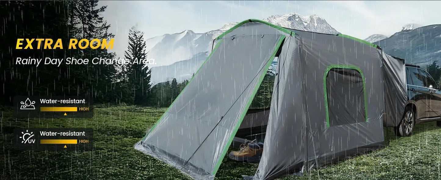 W_SUV Tent, 5-9 Person Rectangle Car Tent for Family, Waterproof & Windproof for Car Camping, Large Camping Tents with Storage