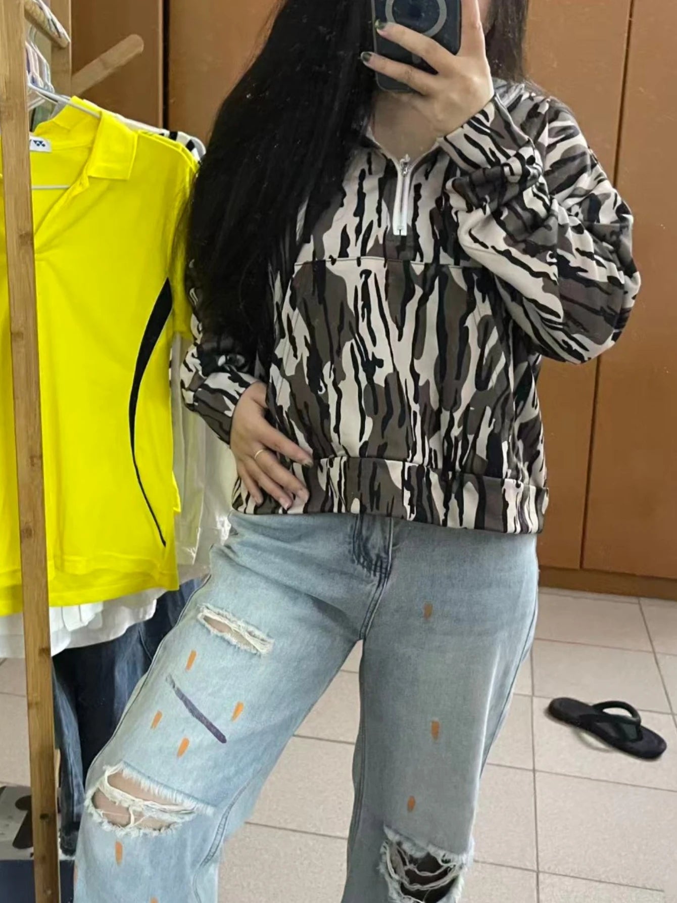 Camo Zip Up Hoodie For Women Quarter Zip Hoodie Jacket Tactical Style Cropped Sports Sweatshirt