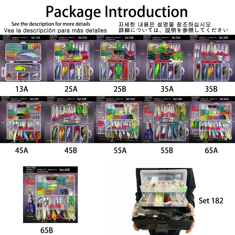 Big Mixed Fishing Lure Set Soft Hard Bait Kit Artificial Bionic Minnow Swing Metal Jig Spoon Fishing Tackle Pesca,12 Sets Option