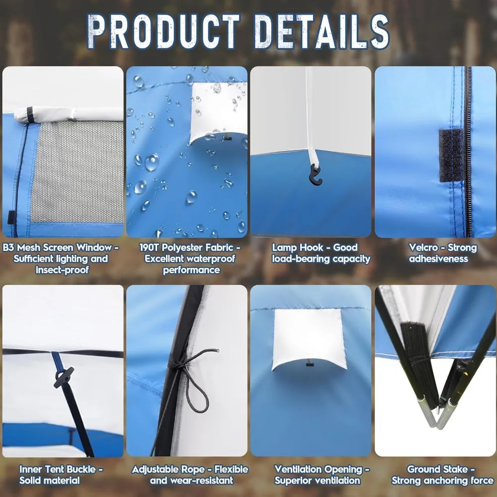 Family-Sized Weatherproof Camping Tent with Porch and Rainfly, 2-Room Easy Setup Shelter for 2-4 People