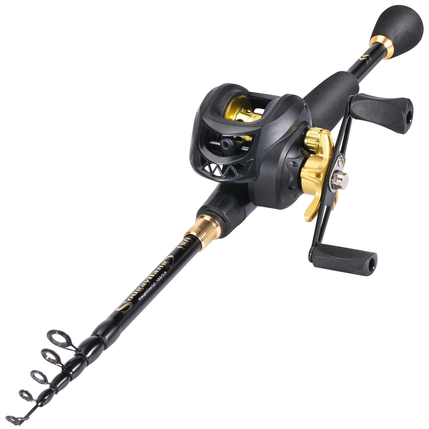 Sougayilang 1.8-2.4m Casting Fishing Combo Telescopic Fishing Rod and 7.2:1 High Speed Fishing Reel with Freshwater FishingPesca