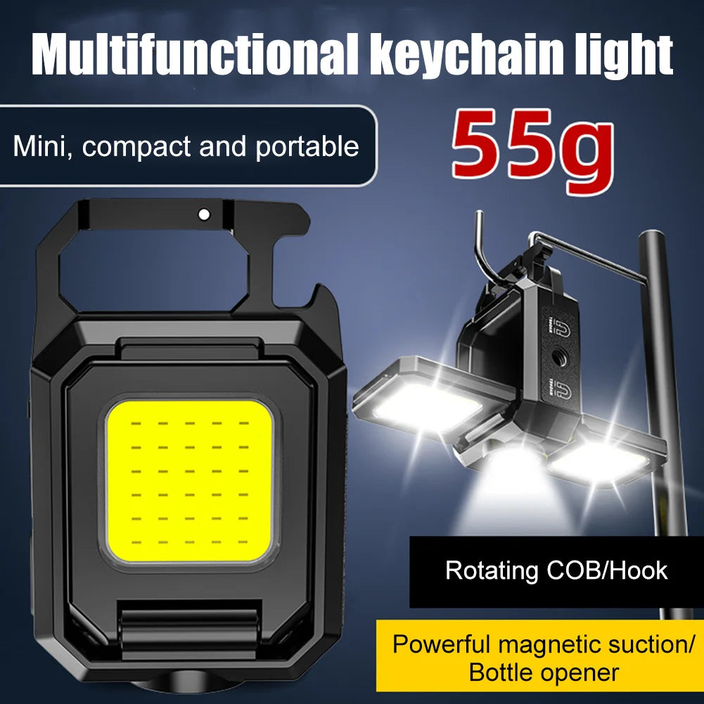 1p XPE Pocket Flashlight 1000LM COB LED Emergency Lamp 800mAh Type-C USB Rechargeable IPX4 Waterproof for Outdoor Camping Hiking