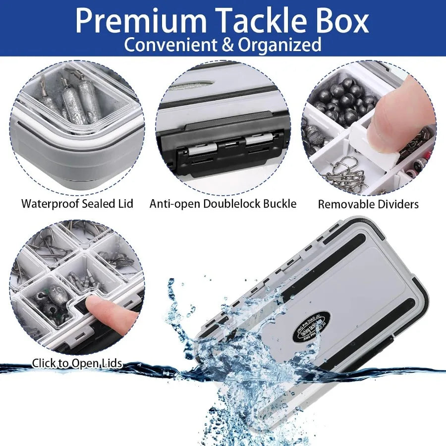 482 Pcs Fishing Gear Equipment Kit Backpack and Tackle Box with Tackle Included Lures Hooks Sinkers Tools Accessories Kit for O