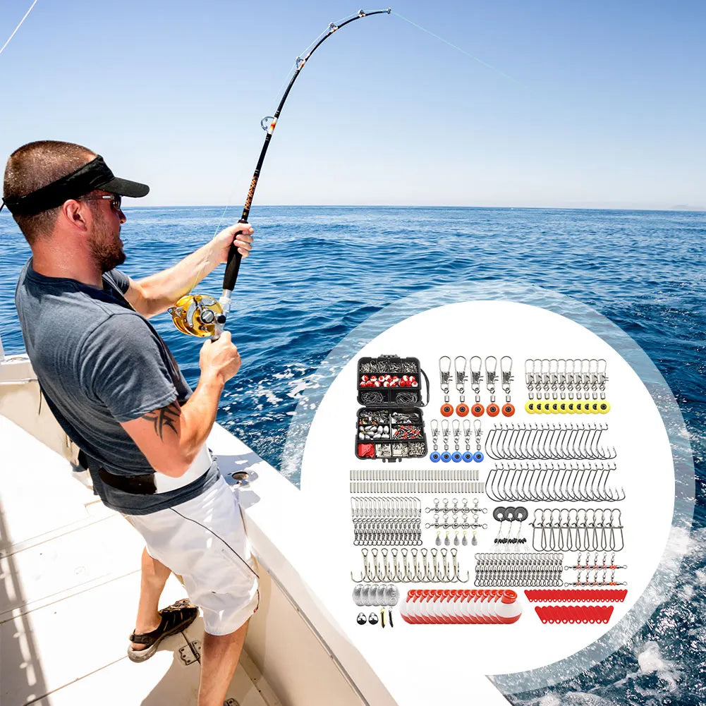 267pcs Fishing Tools Accessories Kit Set Including Box Fish Hooks Bait Parts Sinkers Fishing Gear Set Fishing Gifts for Men