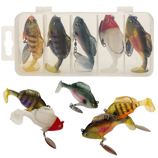 5pcs Jumping Soft Bait 6cm 10.5g Soft Fishing Lures with Hook Spinner Sequins Wobblers Fishing Bait for Freshwater Saltwater