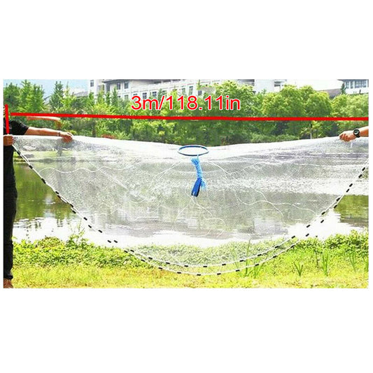 10ft Diameter Fishing Cast Net 0.59*0.59in mesh Fishing Cast Net for Bait Trap