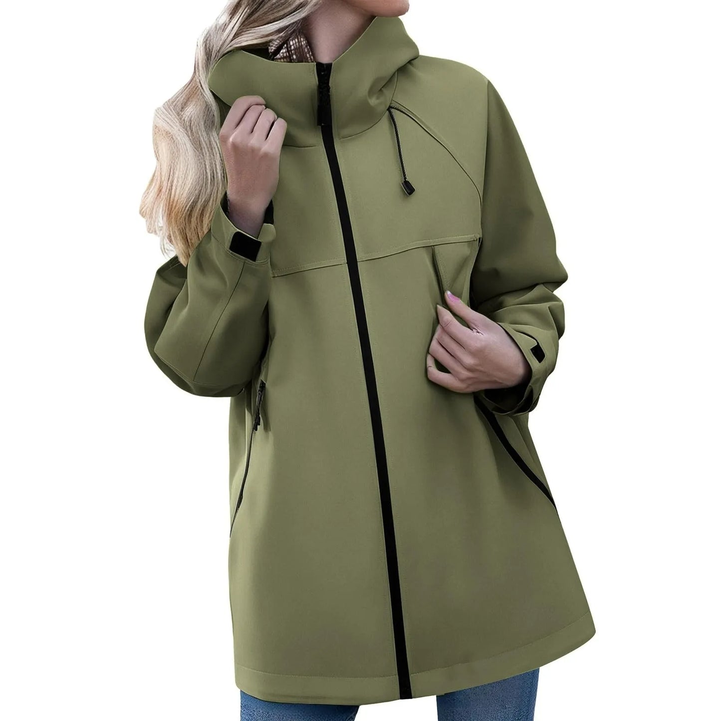 Women'S Solid Color Long Sleeved Hooded Outdoor Suit Windproof And Thin Jacket Spring Autumn Women Solid Color Sweatshirt Coat
