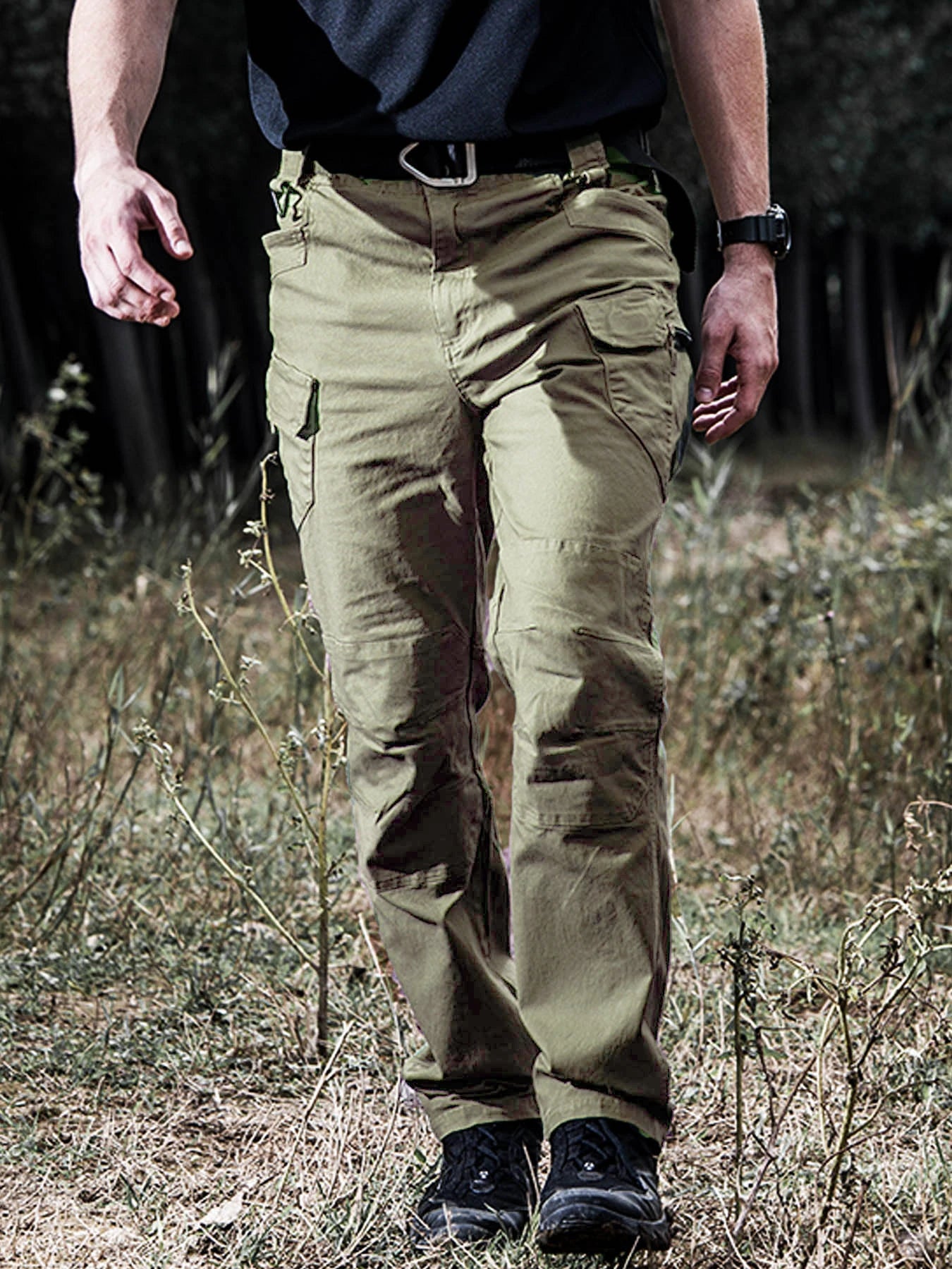 Men's Hiking Pants Climbing Camping Casual Cargo Pants Military Army Camo Pants Combat Work Pants 8 Pockets(No Belt)