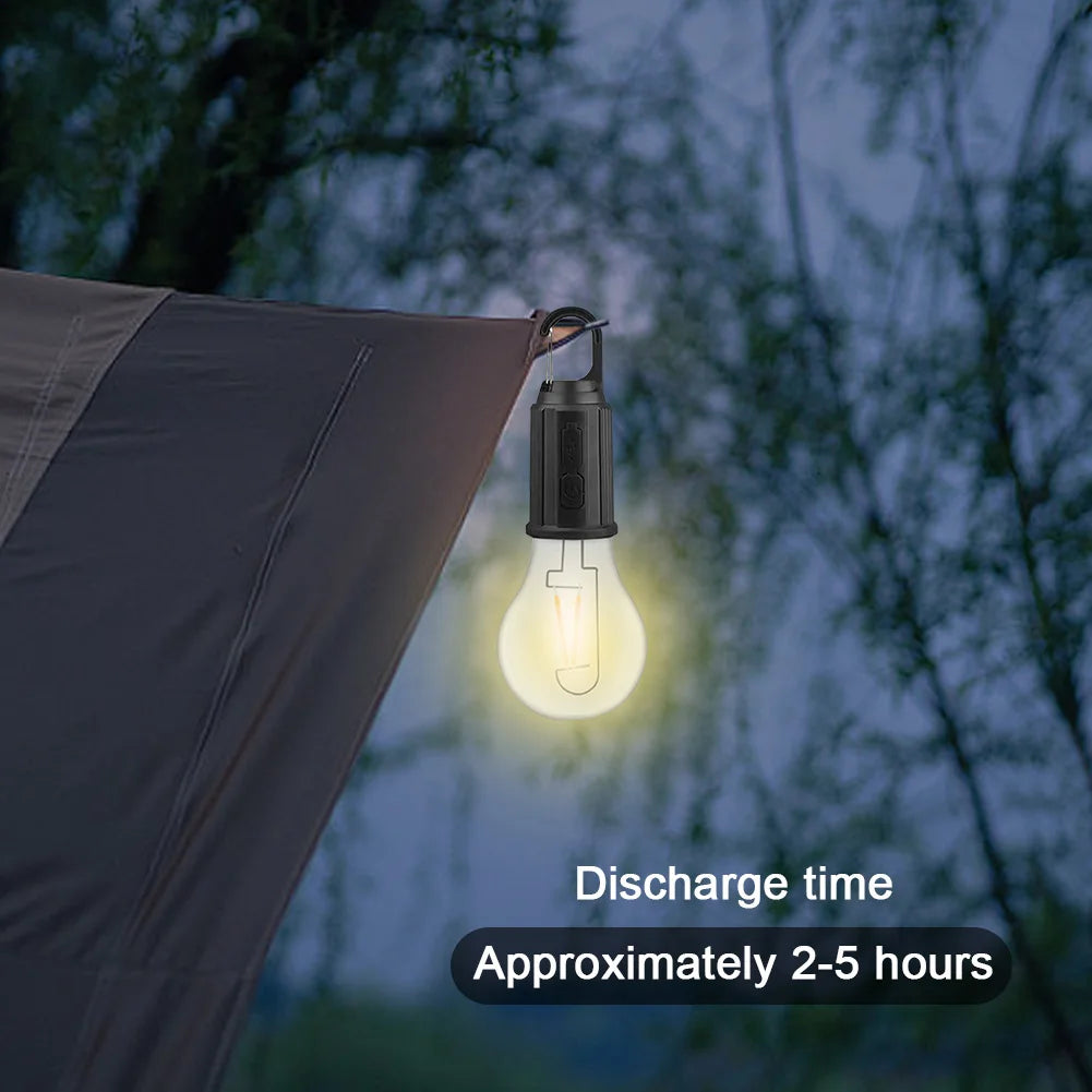 LED Camping Lamp with Hook 400mAh Outdoor Camping Hanging Lamp Waterproof Type C Charging Hanging Tent Lights for Hiking Fishing