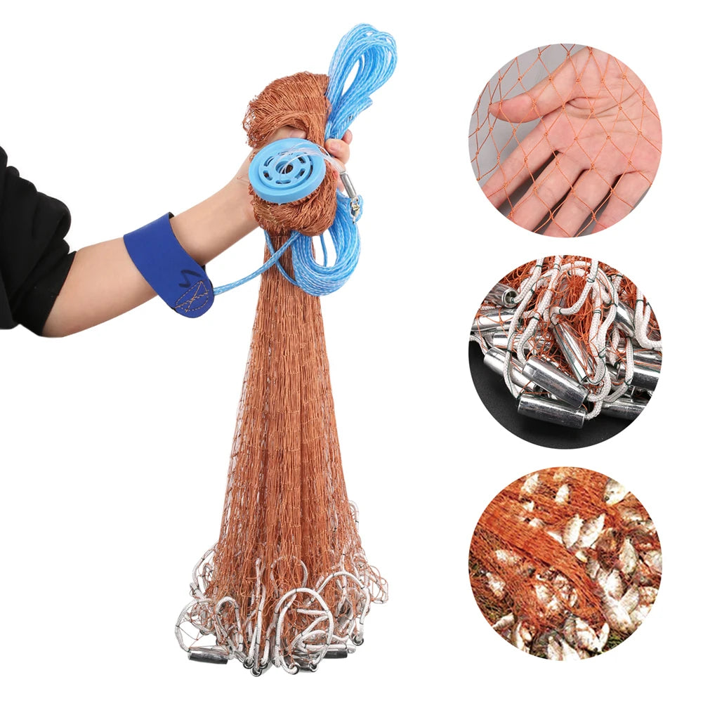 With sinker and without sinker Cast Net Fishing Network USA Hand Cast Net Outdoor Throw Catch Fishing Net Tool Gill net
