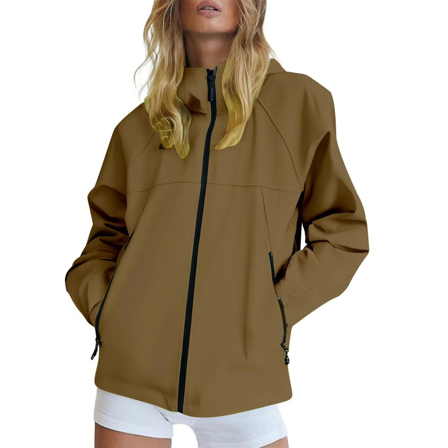 Women'S Solid Color Long Sleeved Hooded Outdoor Suit Windproof And Thin Jacket Spring Autumn Women Solid Color Sweatshirt Coat
