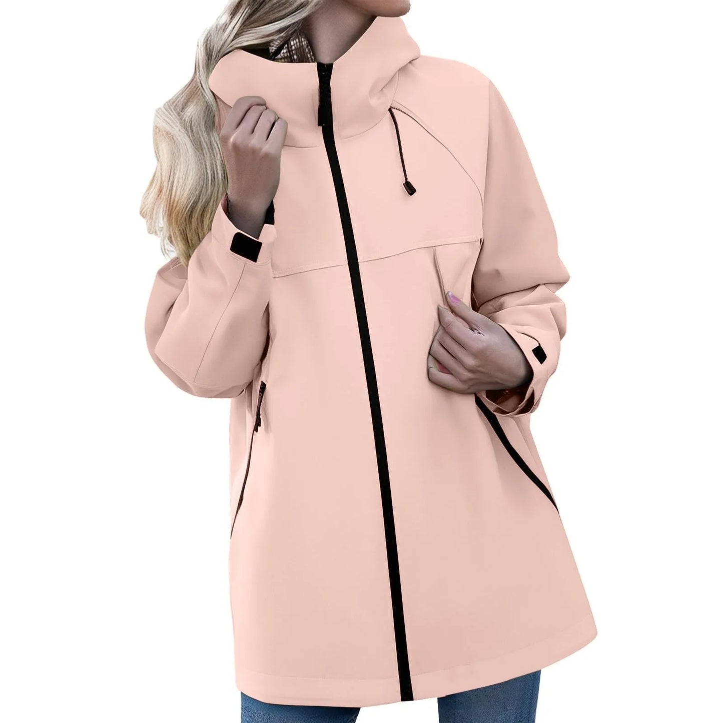 Women'S Solid Color Long Sleeved Hooded Outdoor Suit Windproof And Thin Jacket Spring Autumn Women Solid Color Sweatshirt Coat