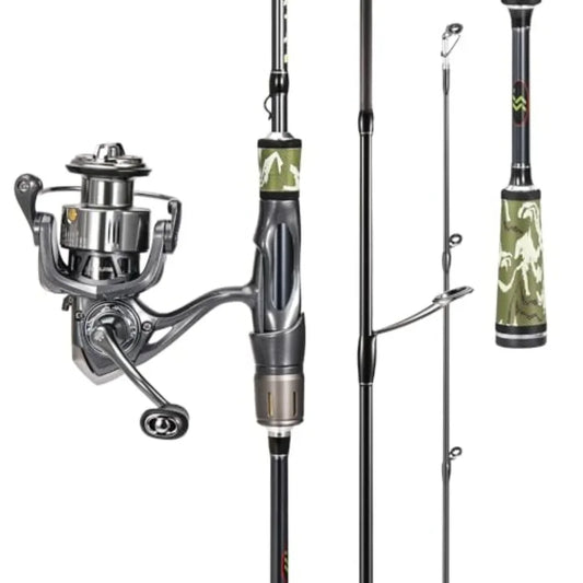 2Piece Spinning Fishing Rod and Reel Combo with SplitGrip Golf Handle 30 Ton Carbon Fiber Construction Lightweig