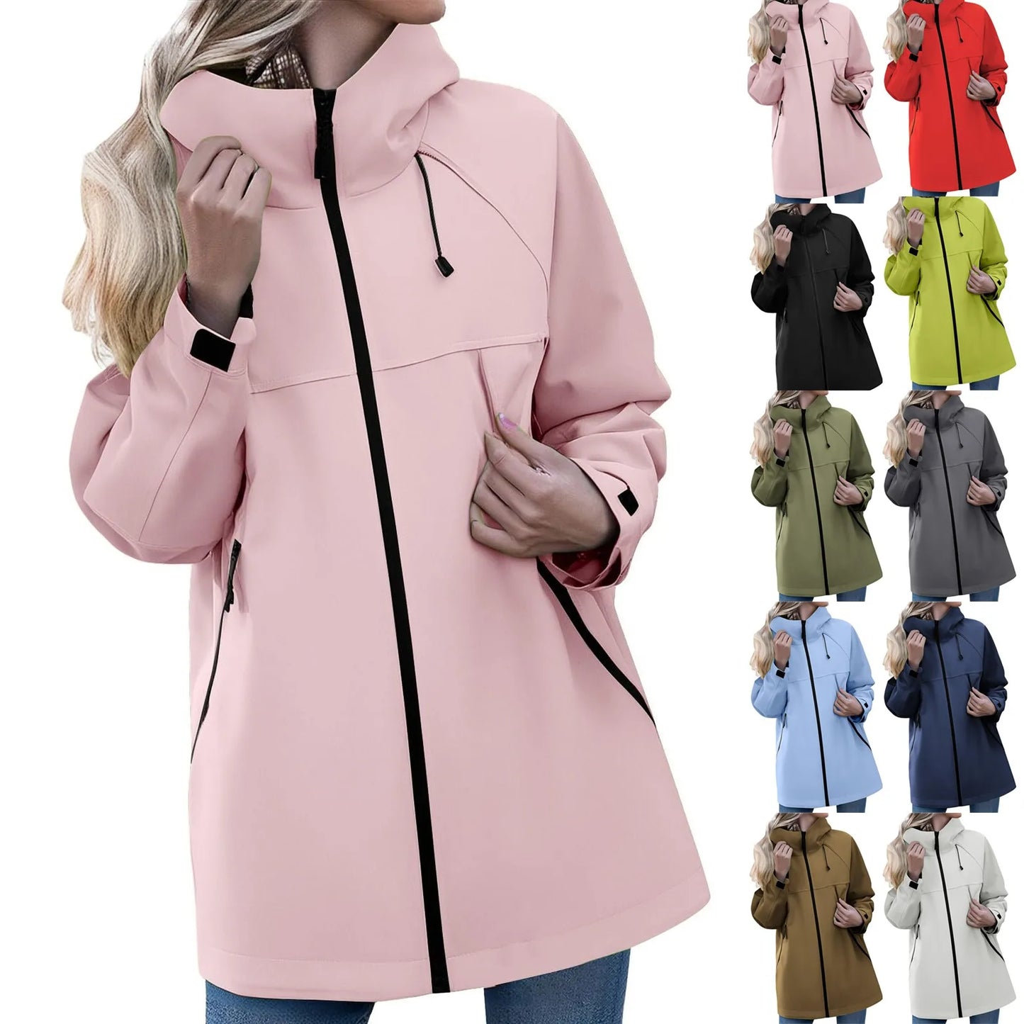 Women'S Solid Color Long Sleeved Hooded Outdoor Suit Windproof And Thin Jacket Spring Autumn Women Solid Color Sweatshirt Coat