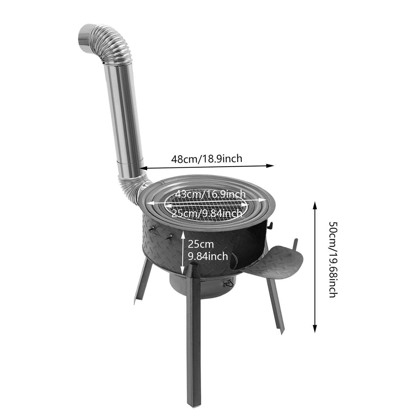Wood Burning Stove with 3 Wok Rings Multifunction Camping Rocket Stove  for Outdoor Backyard Cooking