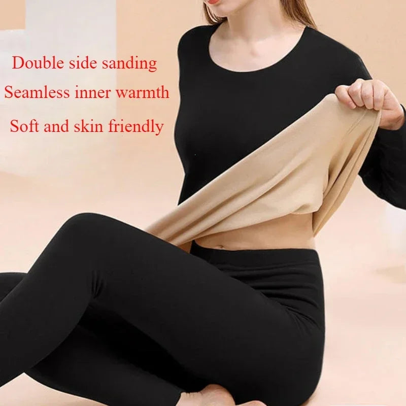 Women's Thermal Underwear Set First Base Layer Long Johns Fleece Lined Undershirt for Winter Cold Weather Thermal Clothing