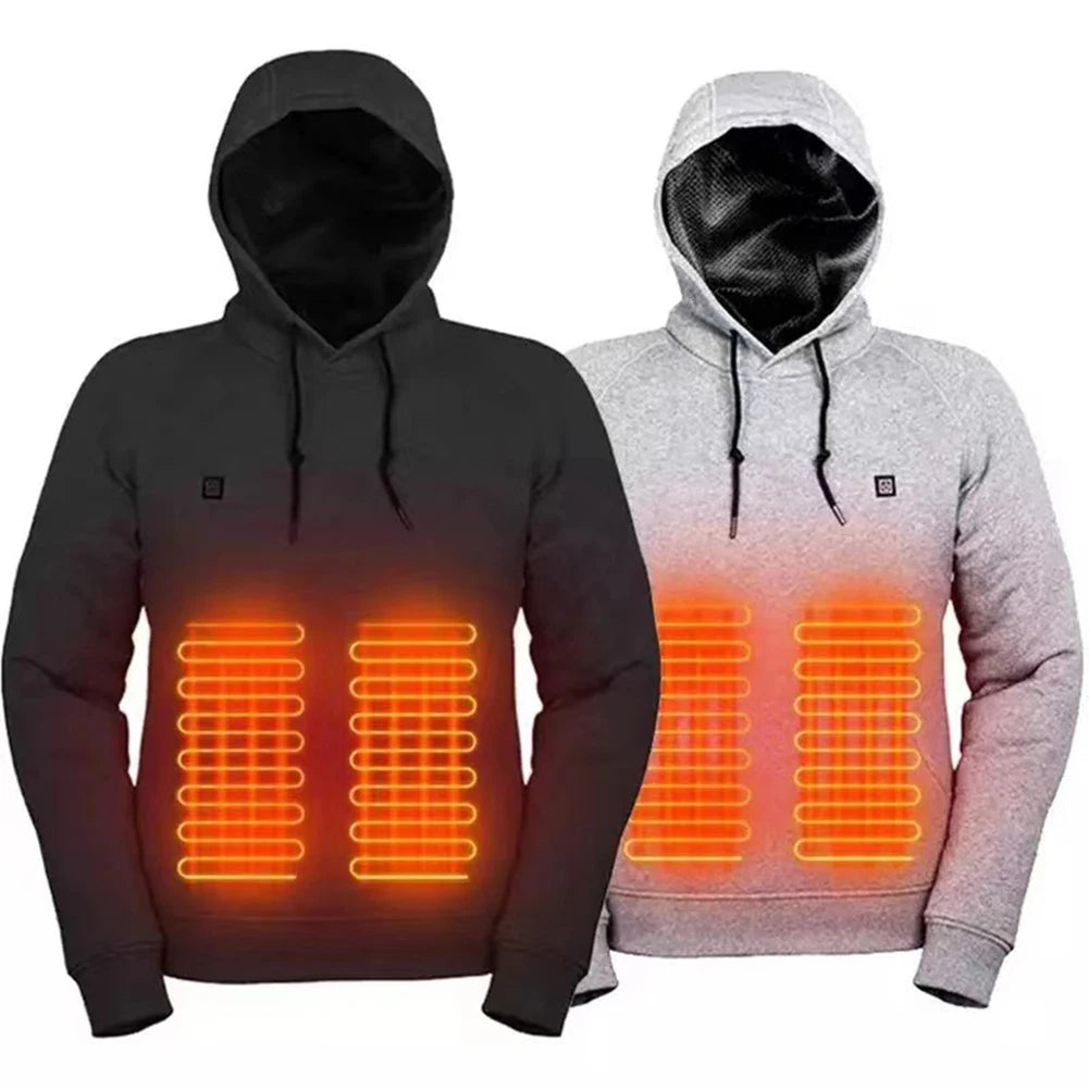 5 Heating Zones Heated Jacket Men Women Vintage Gothic Cozy USB Rechargeable Long Sleeve Streetwear Loose Coats Soft 3 Levels