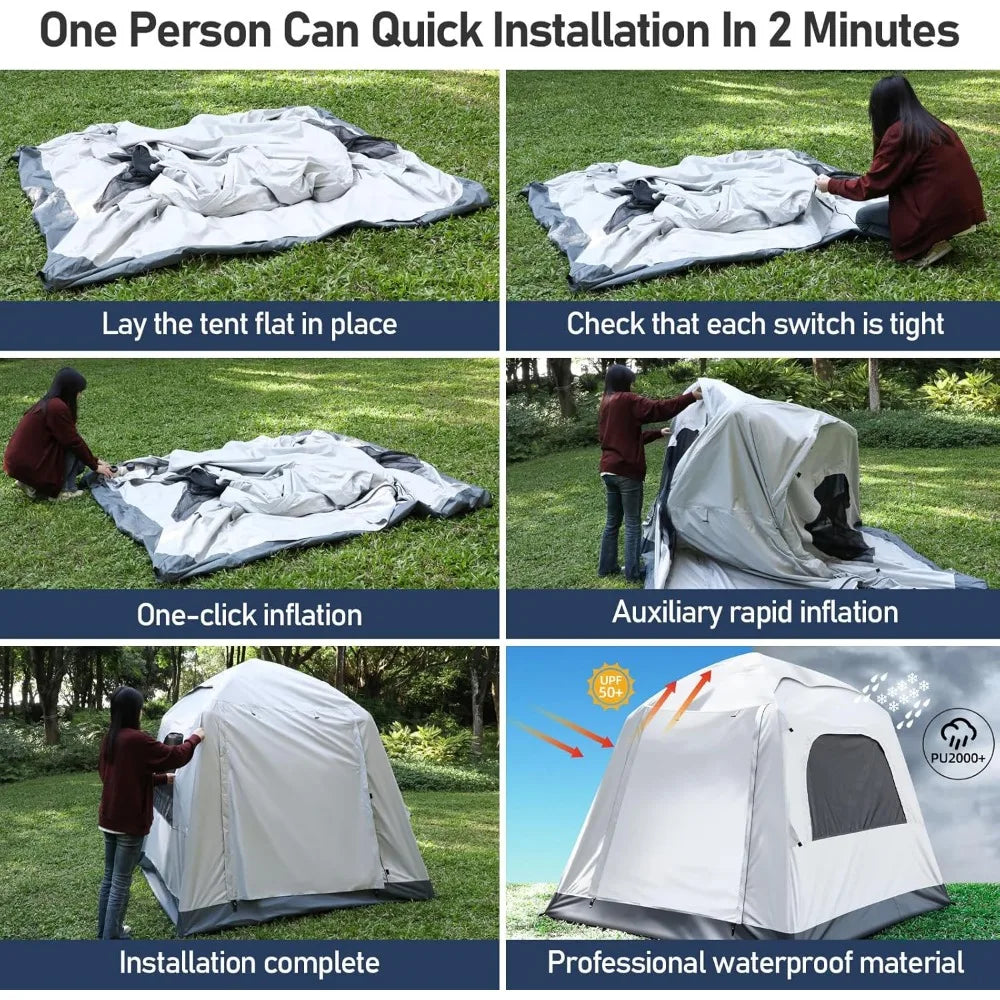 Quick Setup Air-Inflatable Tent for 3-4 People: Ideal for Outdoor Glamping Adventures