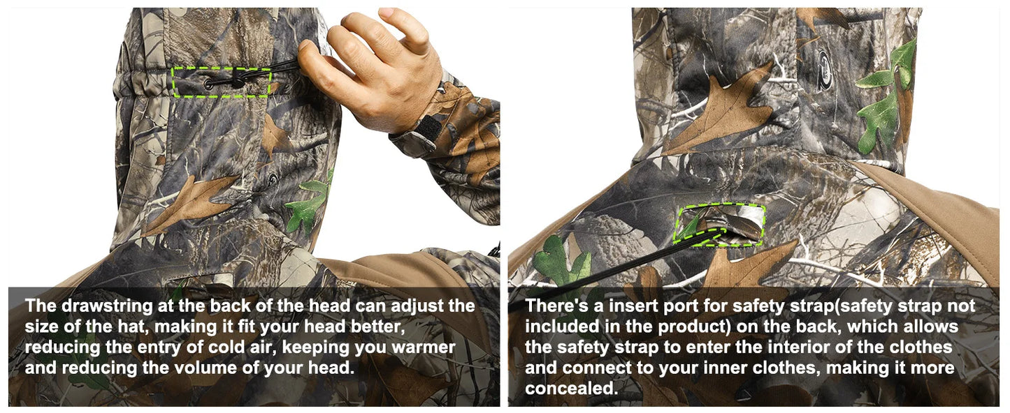 Quiet Hunting Jacket Softshell Fleece-Lined Camouflage Clothes Clothing Gear Hoodie Coat For Men