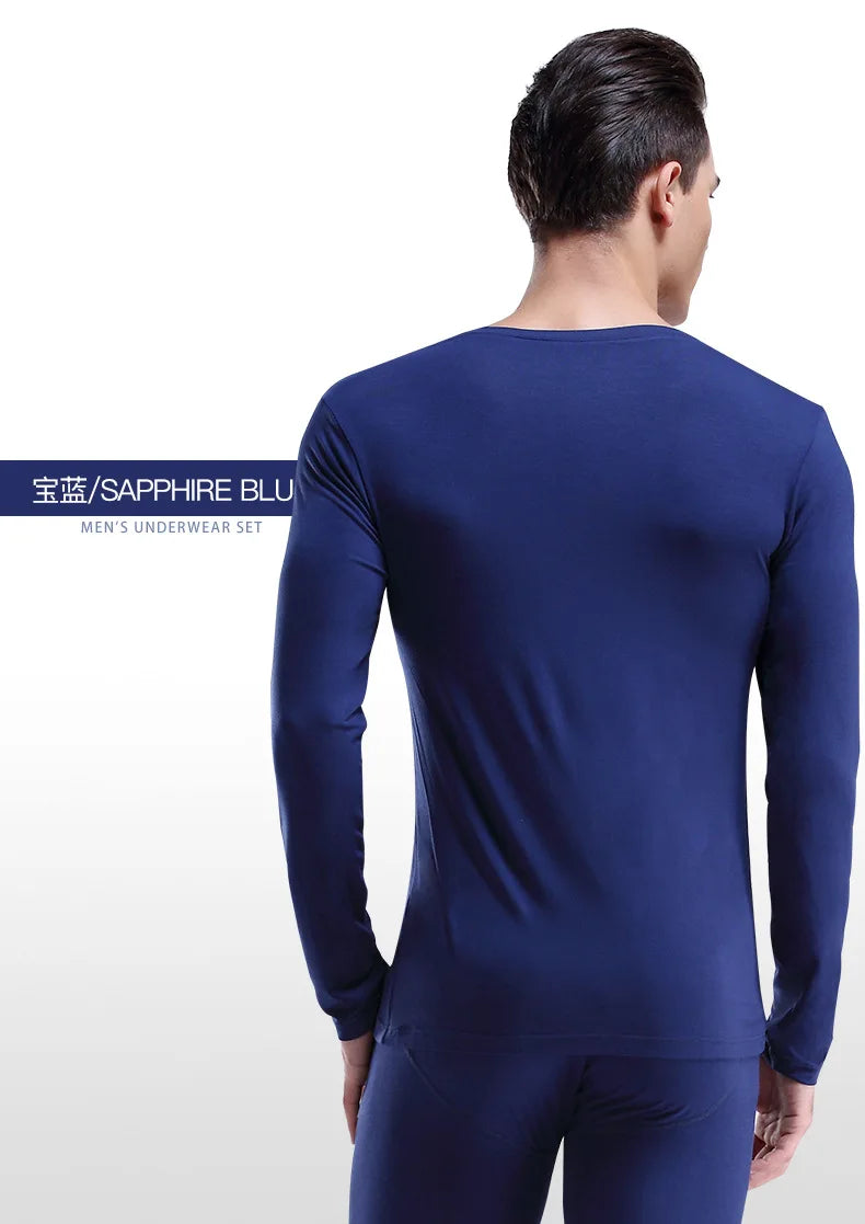 Mens Thermal Undershirt Long-sleeve Men Thermal Shirt V-neck Thin Underwear Top Autumn Winter Underwear