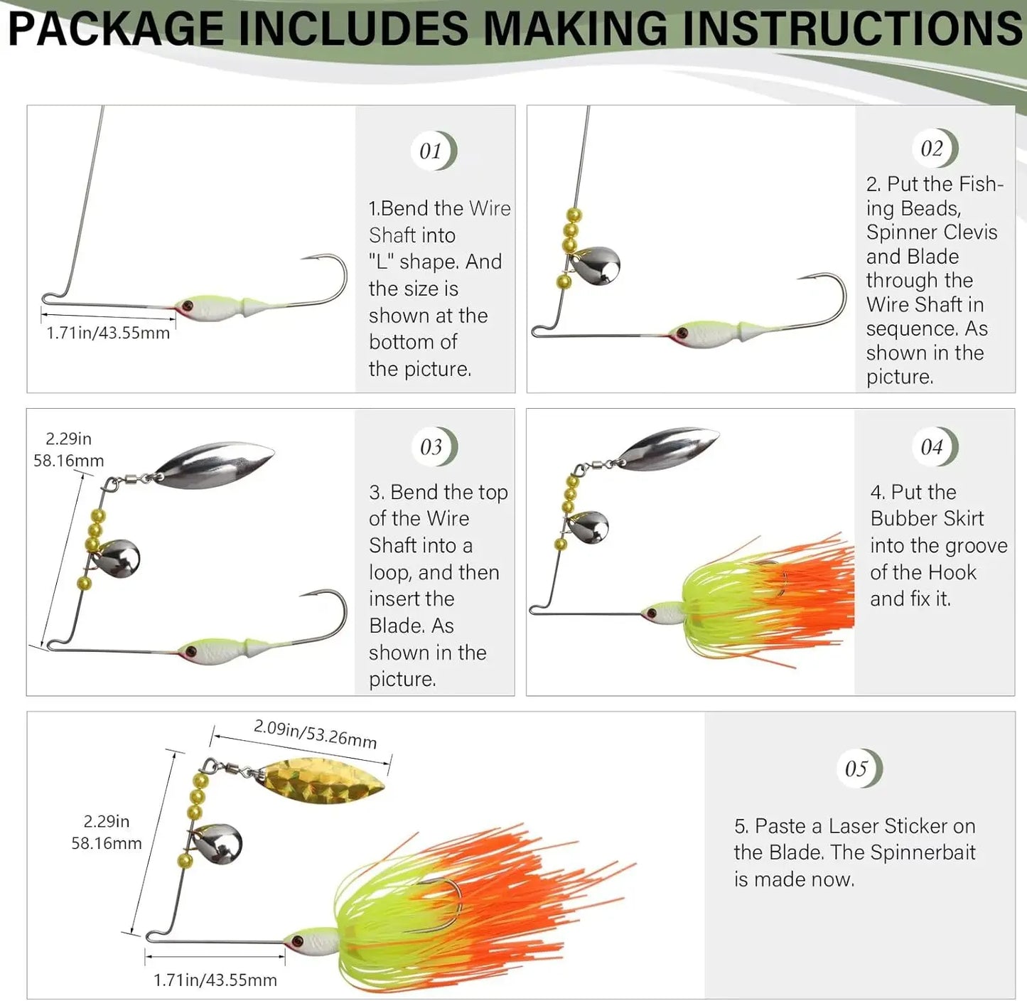 107pcs Fishing Lure Making Kit DIY Spinner Making Kit, Inline Spinner Baits for Bass Fishing Trout Freshwater Gift for Men