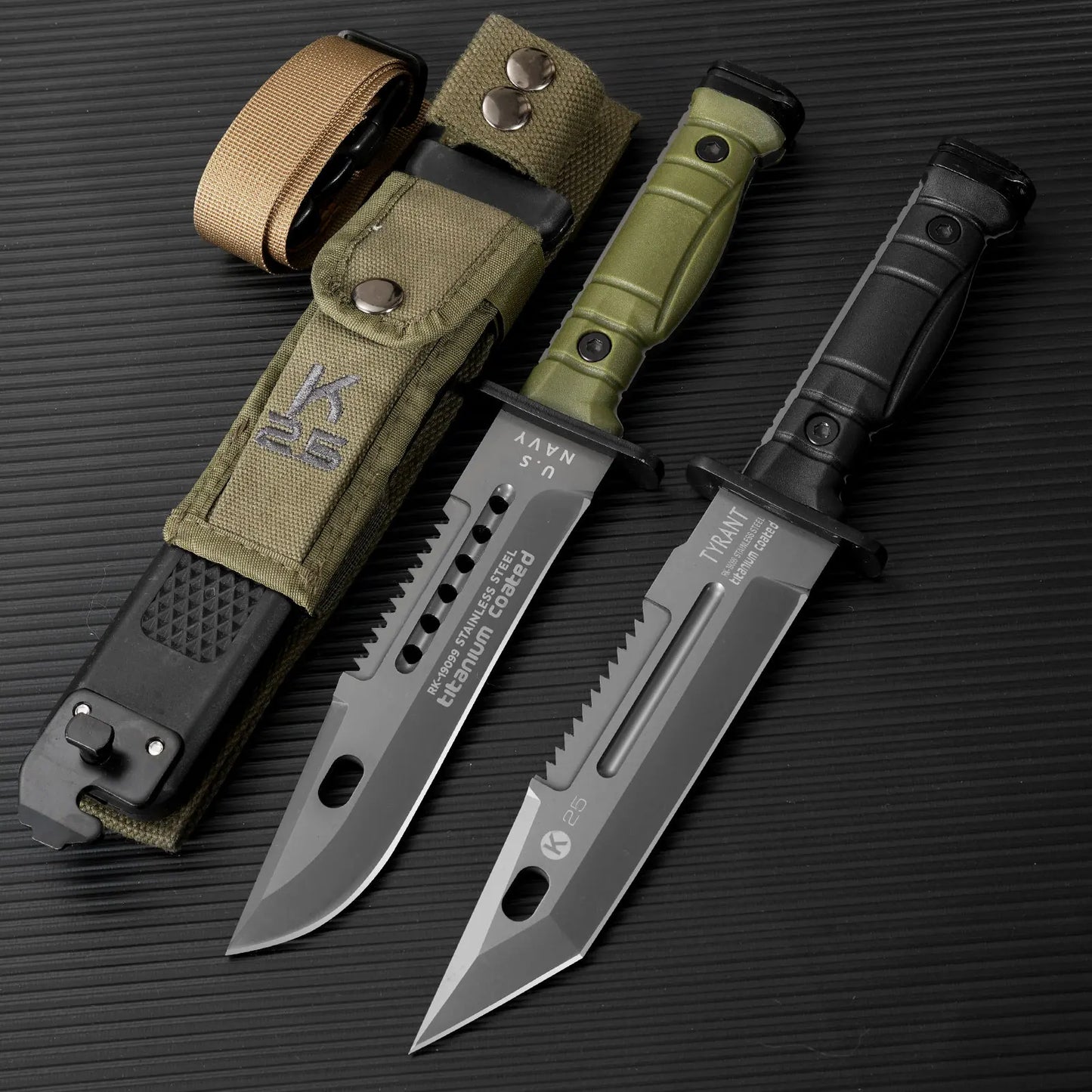 Straight Knife Tactical 7CR17MOV Steel Blade Sharp Durable ABS Handle for Jungle Camping Hunting Outdoor Survival Self-defense
