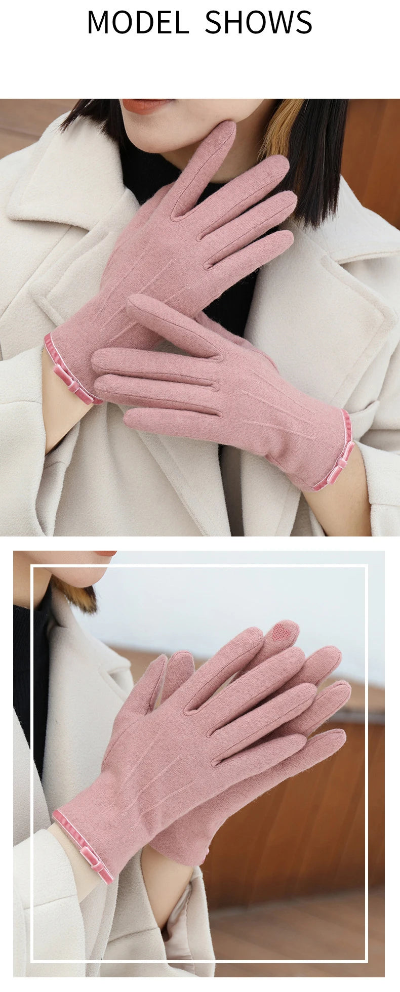 New Winter Women Keep Warm Touch Screen Elegant Simple Cashmere Gloves High Quality Elasticity Thickened Soft
