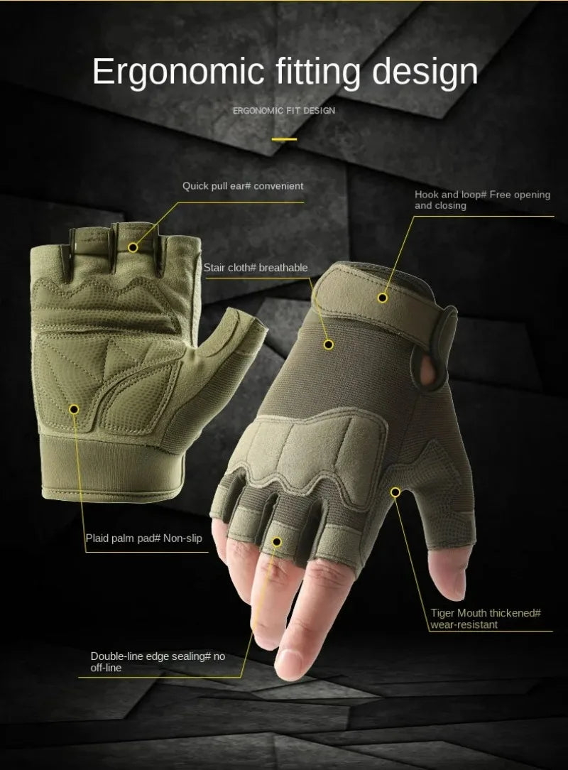Outdoor Tactical Gloves for Men And Women Half Finger Motorcycle Military Combat Shooting Hunting Fitness Gloves