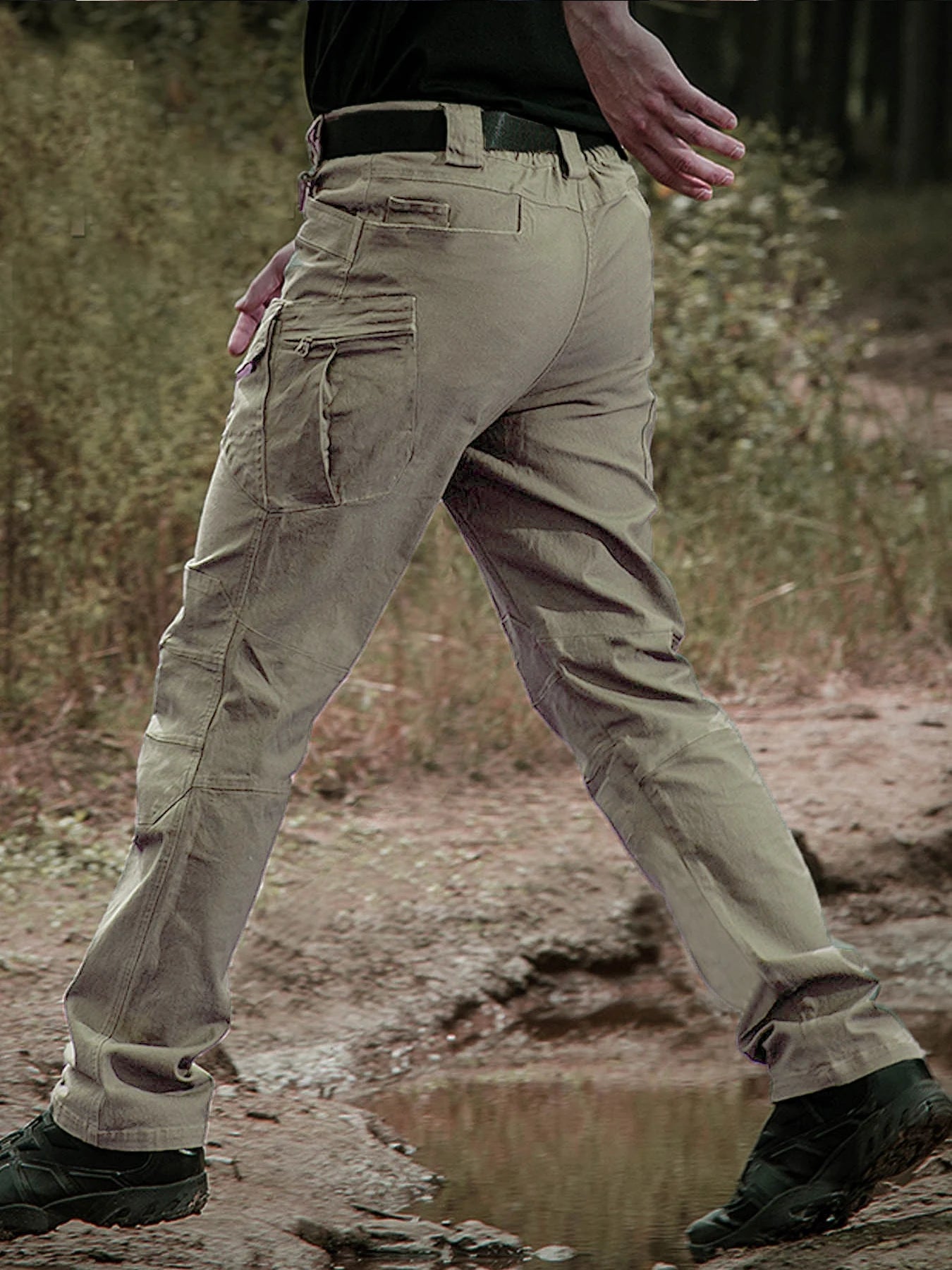 Men's Hiking Pants Climbing Camping Casual Cargo Pants Military Army Camo Pants Combat Work Pants 8 Pockets(No Belt)